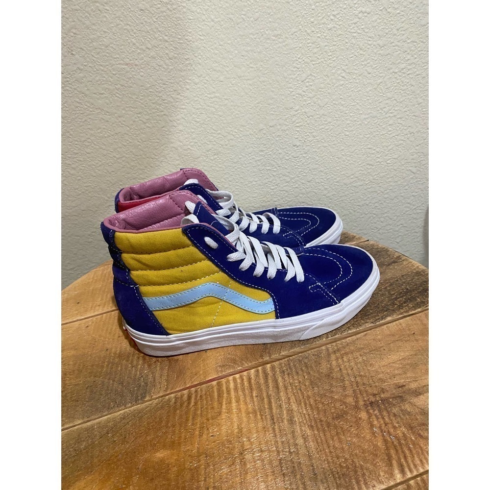 Vans SK8 Hi Sunshine Shoes Multicolor Blue Yellow Red Hi-Top Sneakers size 5